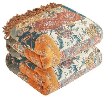 Produktbild von Decke 230 x 250 cm - 100% Baumwolle, Wendbare Musselin, Patchwork-Design