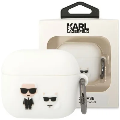 Produktbild von Fall Karl Lagerfeld Klaca3Silkcw Na Airpods 3 Abdeckung - Białe Silikon Karl&Choupette
