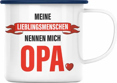 Produktbild von Trendation - Opa Geschenke Geschenk Emaille Tasse mit Spruch Opa Geschenkidee Nichte Enkel Vatertag Großvater (Blau)