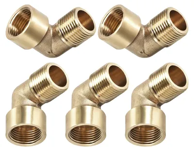 90° Winkel-Fitting 3/8 BSP x 3/8 BSP, Messing, 5 Stück, goldfarben