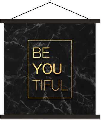 Produktbild von MuchoWow® Textilposter Zitate - Motivation - Gold - Marmor 120x120 cm mit schwarzem Rahmen - Aufhängungsset