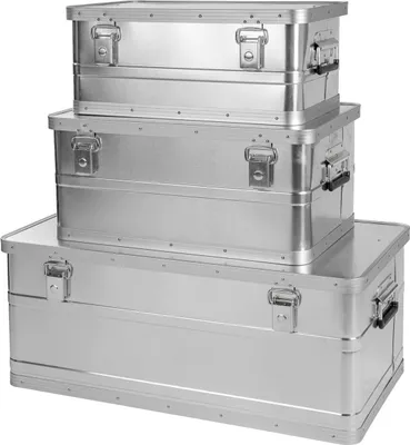 Produktbild von ONVAYA® Alubox 3er Set stapelbar | Alukisten mit Deckel | Transportkiste | Aluminiumkiste | Aluminiumbox