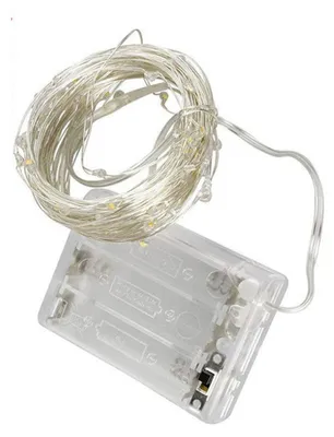 LED-Lichtschnur Kupferdraht 2 m RGBY batteriebetrieben