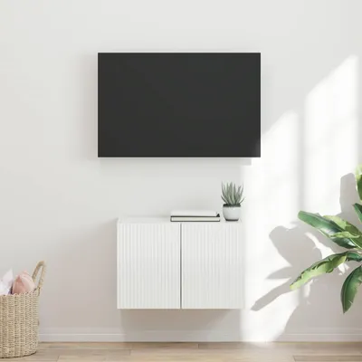 Obrázek produktu pro Maison Exclusive – Nástěnná televizní skříňka, rozměry 59,5 x 31 x 40 cm, bílá, lesklá, vyrobená z dřevotřísky