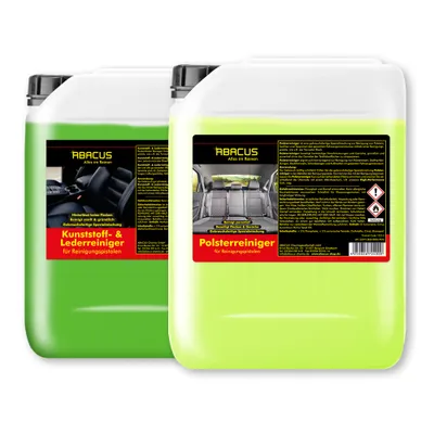 Produktbild von ABACUS® Tornador Reiniger Set, Polsterreiniger, Textilreiniger, Kunststoff- & Lederreiniger, 1x 5L Polsterreiniger + 1x 5L Kunststoff- & Lederreiniger