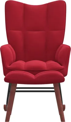 Produktbild von Hochwertigen Möbel Schaukelstühle - Rot Schaukelstuhl mit Hocker Samt Weinrot NEU6547191