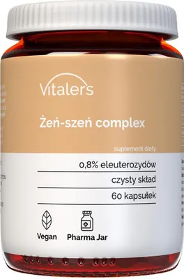 Produktbild von Vitaler's Ginseng Complex – 60 Kapseln, vegan, 2-monatige Nahrungsergänzung, ohne Konservierungsstoffe, reine Zusammensetzung
