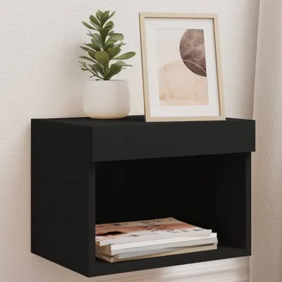 Immagine prodotto di Maison Exclusive - Comodini da parete con luci LED, 2 pezzi, nero