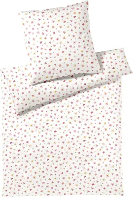 Produktbild von elegante Bettwäsche-Garnitur Mako-Jersey Petals Farbe Rosarot Größe 135x200+80x80