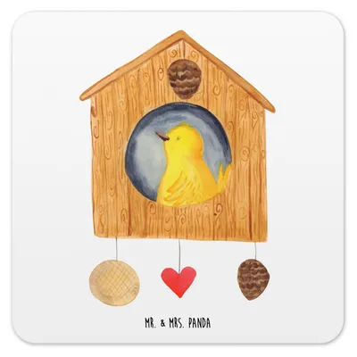 Produktbild von Mr. & Mrs. Panda Tassenuntersetzer Vogelhaus Home 15er Set - Weiß - Geschenk, Sweet, Untersetzer Tassen, Umzug, Tischuntersetzer, Haus, für Gläser, Coaster, Vogel