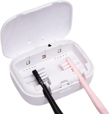 Zdjęcie produktu dla Elektryczna szczotka do czyszczenia zębów z lampą UV do łazienki, uchwyt ścienny, biała