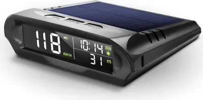 Obrázek produktu pro Bezdrátový displej do auta Solární digitální rychloměr GPS s LCD displejem Alarm překročení rychlosti KMH/MPH Čas/nadmořská výška/teplota/rychlost