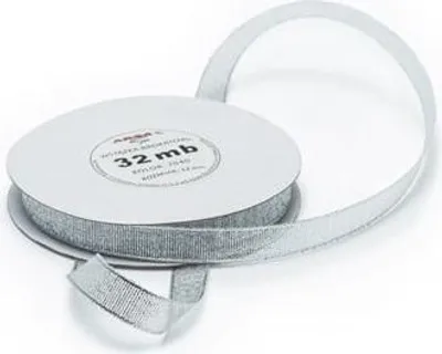 Image de Ruban en brocart pour emballer des cadeaux, décoratif, 12 mm, 32 m, couleur argent