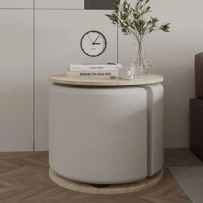 Produktbild von Skye Decor, Hochwertiges Nesting-Tischset (3 Teile) - Saphir-Eiche, 100% Melamin