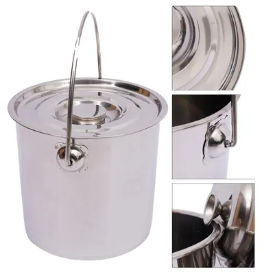 Obrázek produktu pro Skladovací nádoba, objem 12 litrů, nerezová ocel vhodná pro styk s potravinami, průměr 26 cm, tloušťka stěny 1 mm, všestranné použití