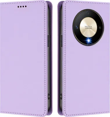 Image de Housse de téléphone portable pour Honor X9B/Magic6 Lite, Cuir synthétique à rabat antichoc Housse magnétique avec support Violet