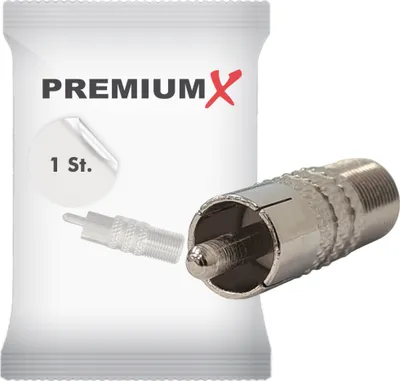 Produktbild von PremiumX Koaxial Video SAT Adapter Cinch Stecker auf F-Buchse Kupplung