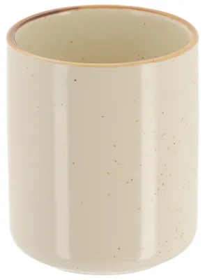 Image de TENDANCE | Pot de salle de bain - Pot à brosse à dents - beige - 300 ml - faïence - Pot à brosse à dents - décoratif