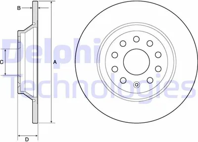 Produktbild von 2x DELPHI Bremsscheibe BG4751C für VW Golf VII Schrägheck (5G1 BQ1 BE1 BE2)