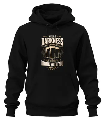 Produktbild von Hello Darkness My Old Friend Drink Bier Stout Dunkelbier Hoodie Kapuzenpullover, Schwarz, XL