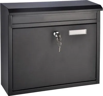 Produktbild von Famanu Briefkasten Metall mit Schloss - Schwarz, 36 x 12 x 32 cm