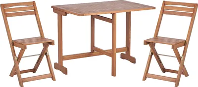 Obrázek produktu pro BELIANI Bistro Set Akátové dřevo Světlá barva 80 x 95 cm 2 skládací židle Rozkládací stůl Rustikální balkonová zahrada