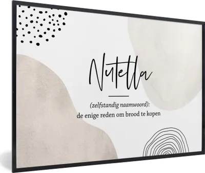 Produktbild von MuchoWow® Gerahmtes Poster Nutella - Sprichwörter - Zitate - Nutella Definition - Wörterbuch 90x60 cm - Poster mit Schwarzem Bilderrahmen Wandposter Rahmen Foto Bilder - Fotorahmen - Foto-Plakat