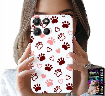 Zdjęcie produktu dla Etui Do Motorola Moto G15 - Psie Łapki Na Białym Tle, Pies, Kot, Miś