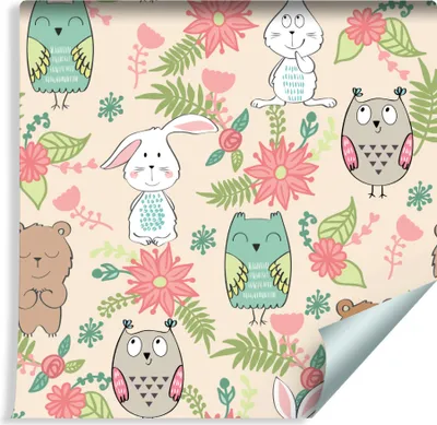 Produktbild von 10m VLIES TAPETE Rolle Kinderzimmer Bunte Tiere Blumen XXL