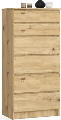 Obrázok produktu pre Akord Komoda 6 Zásuviek Remeselný Dub 60X40X130 Cm