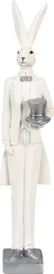 Produktbild von Clayre & Eef Figur Kaninchen 32 cm Weiß Silberfarbig Polyresin