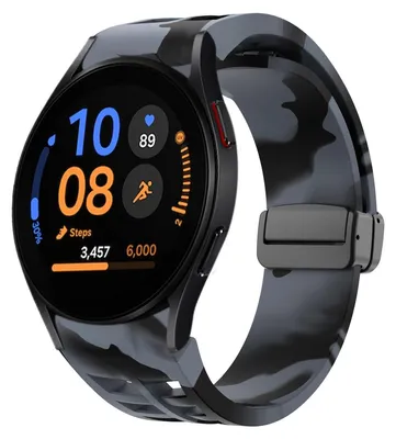 Immagine prodotto di Per Samsung Galaxy Watch FE / 6 / 5 / 4 40 mm Silicone Design Magnetic Buckle Replacement Arm Band Nero / Grigio