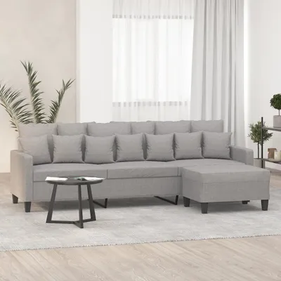 Immagine prodotto di vidaXL Divano a 3 posti con poggiapiedi grigio chiaro 210 cm in tessuto