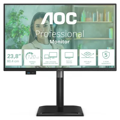 Obrázok produktu pre AOC 24P4CV, 60,5 cm (23.8"), 1920 x 1080 px, Full HD, LED, 4 ms, Čierna