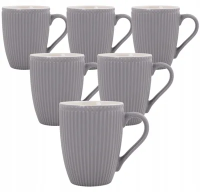 Zdjęcie produktu dla Komplet 6 Kubków Porcelanowych 400Ml Zestaw Kubków Szarych Porcelana