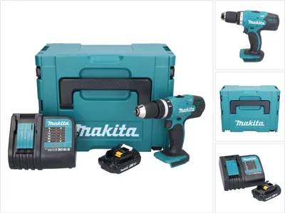 Obrázok produktu pre Akumulátorová príklepová vŕtačka Makita DHP 453 SY1J 18 V 42 Nm + 1x batéria 1,5 Ah + nabíjačka + Makpac