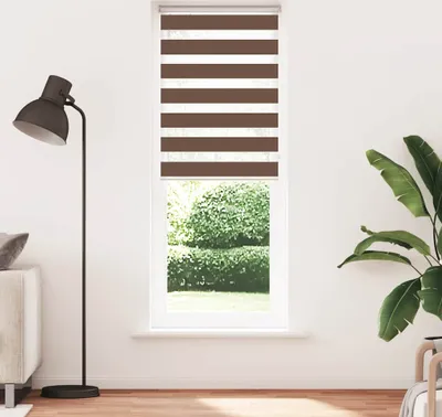 Immagine prodotto di Maison Exclusive - Tenda a rullo doppia, marrone, 85x230 cm, larghezza del tessuto 80,9 cm, poliestere