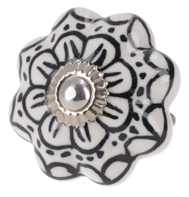 Produktbild von Möbelknopf Rose aus Keramik, Möbelknauf Möbelgriff, Schranktürknöpfe, Möbelknöpfe, Schubladengriff - Modell 24, Weiß, 4,5*4,5*4 cm, Möbelknöpfe