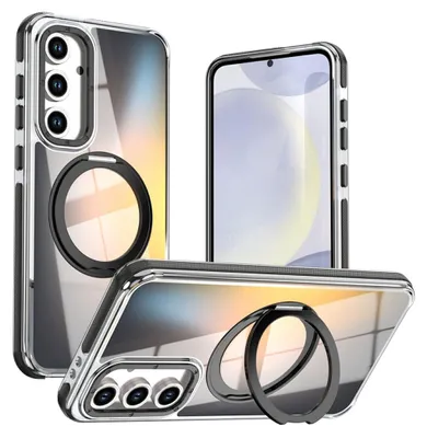 Productafbeelding van Magnetische telefoonhoesje voor Samsung Galaxy S26 FE, 360 graden ringhouder, glanzend zwart