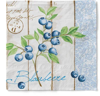 Produktbild von Tissue Serviette Blaubeere, 3-lagig, 33 x 33 cm, 100 Stück - Mank