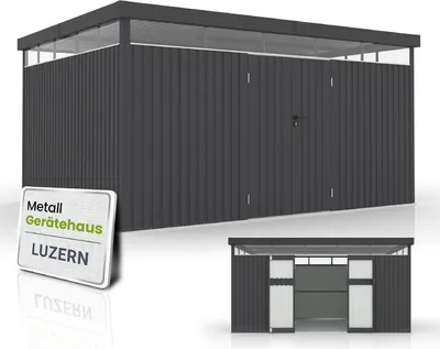 Produktbild von Juskys Metall Gerätehaus Luzern 12 m² - wetterfest & abschließbar - Anthrazit