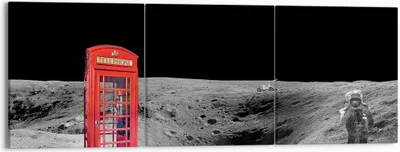 Produktbild von Bild auf Leinwand - Leinwandbild - Telefon london Mond Astronaut - 150x50cm - Wand Bild - Wanddeko - Leinwanddruck - Bilder - Kunstdruck - Wanddekoration - Leinwand bilder - Wandkunst - CA150x50-3181