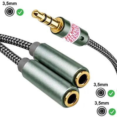 Produktbild von Audio Klinke Y-Adapter Kabel 3,5 mm Stereo AUX Splitter aux stecker auf 2 buchse