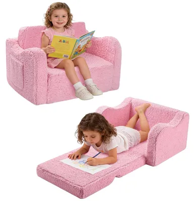 Zdjęcie produktu dla Dziecięca sofa 2-w-1, składana z zdejmowanym pokrowcem dla dziewczynek i chłopców