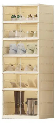 Imagen del producto de Armario plegable para zapatos con 6 compartimentos y puerta transparente
