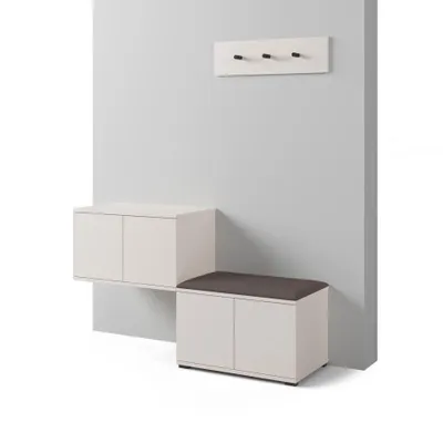 Produktbild von Garderoben-Set Napoli version 7 mit Schuhregal, Ideal für Flur und Eingangsbereich (Cashmere, Trinity 08)