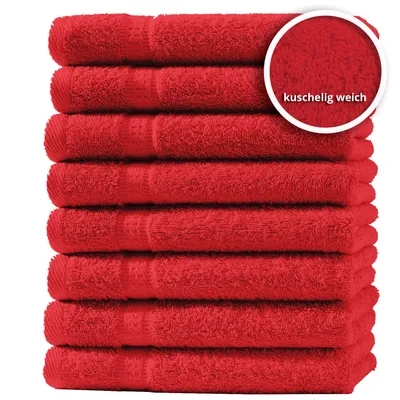 Produktbild von 8er Set Gästetücher Handtücher Duschtücher Badetücher Frottee 100% Baumwolle, Farbe:Rot, Produktart:Gästetücher 30x50 cm