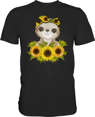 Produktbild von Faultier Sonnenblumen T-Shirt Garten Motiv Gärtner Geschenk – Black / XL