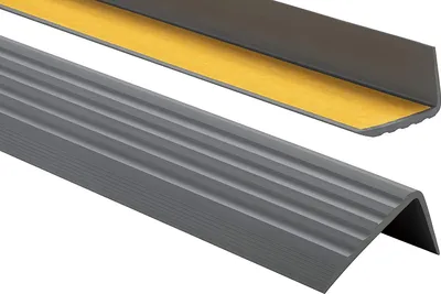Produktbild von ProfiPVC Treppenkantenprofil Selbstklebend aus PVC Winkelprofil Kantenschutz Anti-Rutsch Treppenkanten-Schutzprofil 41x25mm 0,8m, Anthrazit