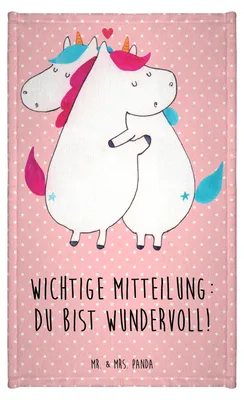 Produktbild von Mr. & Mrs. Panda Handtuch Gäste-WC Einhorn Mitteilung - Rot Pastell - Geschenk, Valentinstag, Klein, Liebe, Gästetuch, Gästehandtuch Bunt, gäste wc, Einhörner, Valentine